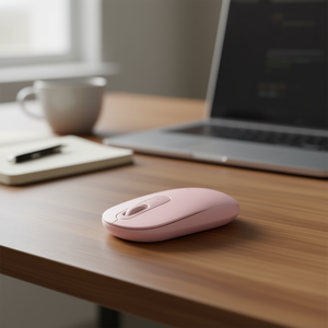 Ergonomic 2.4G Wireless <b>Mouse</b> With <b>Bluetooth</b> And Laser Sensor, Pink Color, 3 Buttons, Battery Powered, Compatible With Windows, - Product Image 2