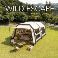 Tente gonflable rapide YYD OVERLAND pour le camping familial, 14,7 m², une pièce, un salon, double couche, 420 cm x 350 cm, 4 à 6 personnes