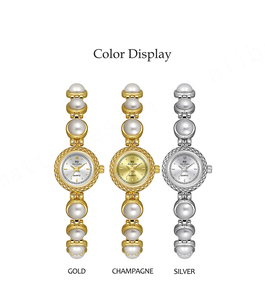 Nuevos relojes Retro BS Bee Sister 1805, reloj de pulsera con perlas para mujer, reloj de oro de 24K, reloj de cuarzo para dama - Product Image 2