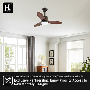 Lámpara de techo de madera contrachapada de 52 pulgadas para sala de estar con ventilador y lámpara - Product Image 5