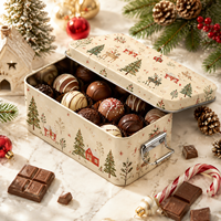 Boîte à biscuits rectangulaire de qualité alimentaire avec fermoir doré, réutilisable, pour le stockage des biscuits de Noël, boîte en métal pour emballages cadeaux de Noël
