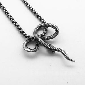 Punk Hip-Hop Style Ferocious Venomous Snake Pendant, Trendy <b>Titanium</b> Steel Retro Venomous Snake Necklace Pendant Men's Jewelry - Product Image 4