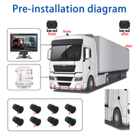 Sistema de Sensor de aparcamiento de autobús y camión personalizado, zumbador AHD, Monitor IPS de 7 pulgadas, 720P, 2 cámaras, 8 sensores, cámara de marcha atrás con pantalla