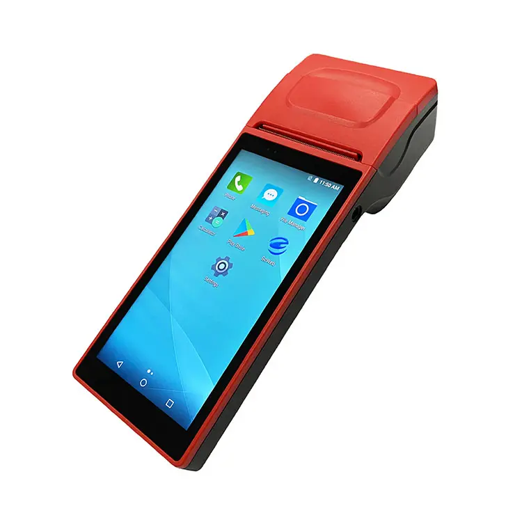 Sistema Android 10 de 2GB de RAM, Terminal POS portátil de 6 pulgadas con impresora térmica de recibos