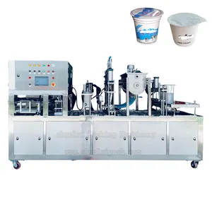 Automatic Cup Filling Sealing Machine Juice/Yogurt Dairy/Ice Cream Filling Production Line Jelly Jam Cup Aluminum Foil Sealer