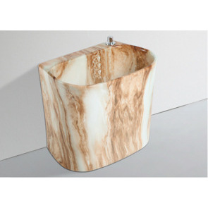 Lavabo de Pedestal de Cerámica con Patrón de Mármol Ouni, 410x410x840mm, Lavabo Independiente de un Solo Orificio - Product Image 4