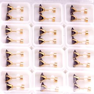 Boucles d'oreilles clous en acier inoxydable plaqué or 18 carats PVD, bijoux fantaisie en zircon et diamant, pour femmes, vente en gros - Product Image 6