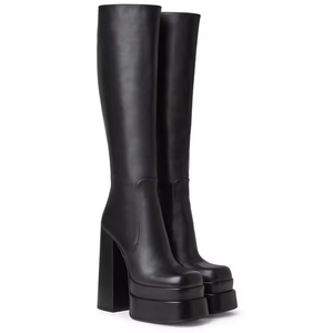 Botas altas de cuero antideslizantes y sexys, botas gruesas por encima de la rodilla para damas y mujeres, botas de moda hasta el muslo, zapatos de mujer - Product Image 1
