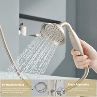 Ensemble de système de douche thermostatique en laiton poli avec pomme de douche pluie et douchette à main, système de douche/baignoire à poignée unique