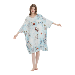 Long Plus Size Nightgown Custom Causal Sleep <strong>Tshirt</strong> Printed Fabrics Children for Dress or Sleep Wear - Product Image 1