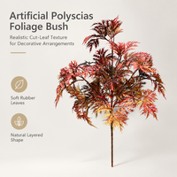 Branche de feuille d'érable artificielle colorée en plastique, tige de feuillage artificiel pour arrangement floral, décoration de mariage et de maison, plante de simulation