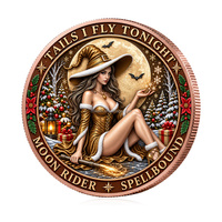 Pièce de monnaie commémorative de Noël en cuivre 999 de 1 oz, motif Père Noël et Sorcière, objet de collection en métal, souvenir, cadeau de Noël, vente en gros