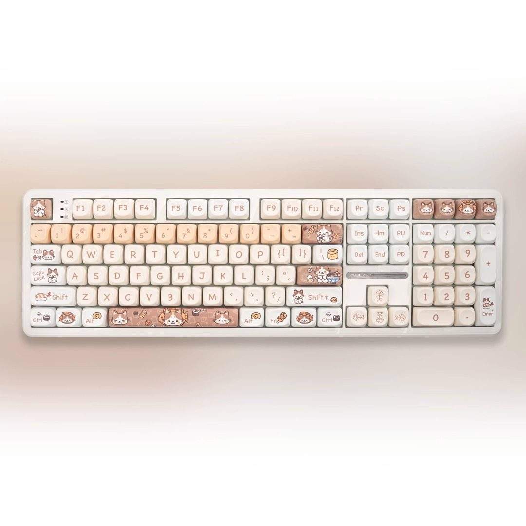 คีย์บอร์ด White-F108 + คีย์แคป M-OA JP Cat