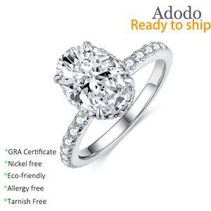 Bijoux fins, bague de fiançailles classique ovale en moissanite 2,5 carats <span class=keywords><strong>7</strong></span>*10 mm, argent sterling S925 plaqué or platine, diamant <span class=keywords><strong>pour</strong></span> femmes - Product Image 1