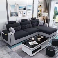 Sofá Seccional en Forma de L, Sofá Cama Convertible, Sofá Modular con Funda Lavable, Reposacabezas Ajustable, Muebles de Sala de Estar para el Hogar
