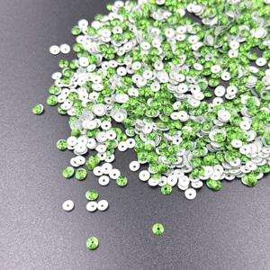 Lentejuelas Holográficas Premium de Alta Calidad, Color Verde Lima Iridiscente <span class=keywords><strong>AB</strong></span>, <span class=keywords><strong>8</strong></span> Facetas, con Orificio Central, Pedrería Plana - Product Image 3