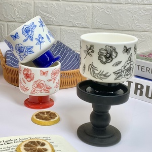 <strong>Tiffany</strong> Retro Camellia European Style High-footed Ceramic Cup Festive Vintage Wine Glass Mug for Party <strong>Candle</strong> <strong>Holder</strong> Gift - Product Image 4