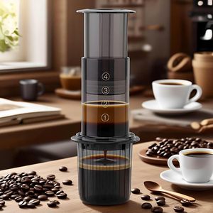 Cafetière portable pour le camping et les voyages, presse à café - Cafetière française tout-en-un, style pour-over et expresso, préparateur manuel - Product Image 2