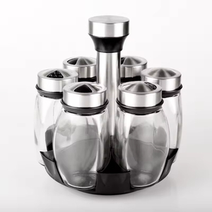 Ensemble de 6 bouteilles à épices rotatives en acier inoxydable ABS pour le chili, le cumin, le poivre, le sel - Product Image 5