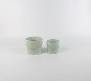 Vente en gros seau à légumes ovale en métal galvanisé deux pièces vert clair seau en fer décoration intérieure seau à fleurs - Product Image 4