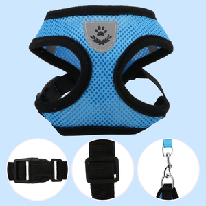 Custom Adjustable Training Soft Breathable Mesh Dog Harness Vest Nylon Traction Outdoor Walking Cat Dog Harness Set - Product Image 3