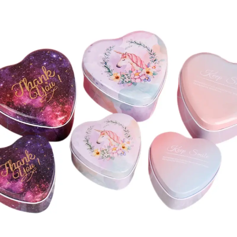 Boîtes métalliques en forme de cœur avec couvercles boîtes à bonbons pour la saint-valentin boîtes à bougies en pot boîte en étain vide