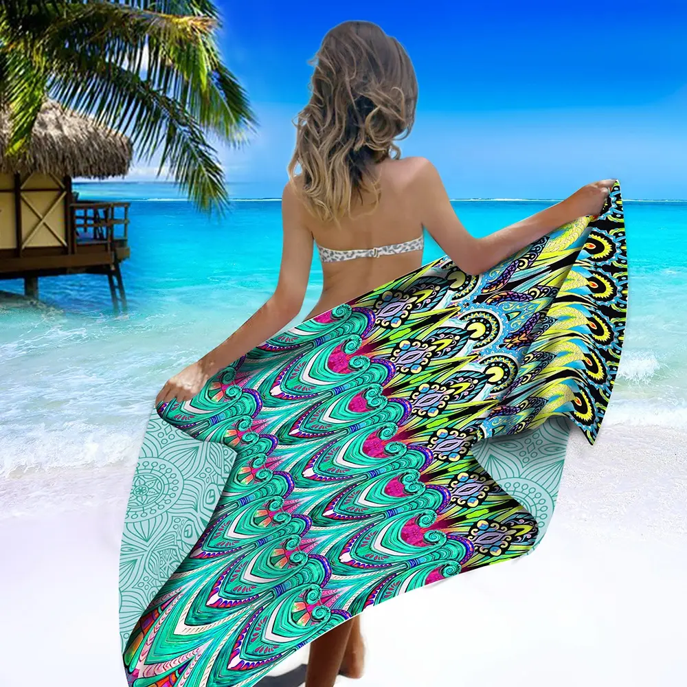 Eastsunshine Quick Drying Extra Large Beach Towel Oversized Swimming Pool towel Microfiber Beach Towel with custom logo