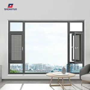 Fenêtre en aluminium forgé à double glaçage du pakistan avec moustiquaire, prix bon marché, design de grille de fenêtre en fer forgé, offre spéciale 2020