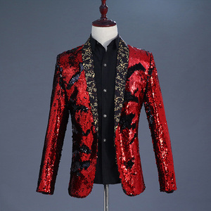 Stage Costume Sequins Club Dresses for Party Slim Club Dresses Shawl Collar Blazer <strong>Glitter</strong> <strong>Jacket</strong> for Men - Product Image 5