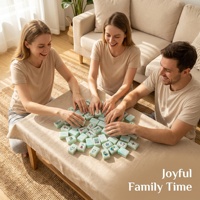 Jeu de Mahjong Américain Moderne en Cristal Bleu Transparent pour 4 Joueurs, Tuiles en Bois Polies à la Main, Accessoires Complets, Emballage Personnalisé