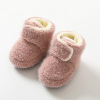 Chaussons bébé chauds et épais pour l'automne et l'hiver, antidérapants, à semelle souple, doublés de polaire, pour nouveau-nés garçons et filles