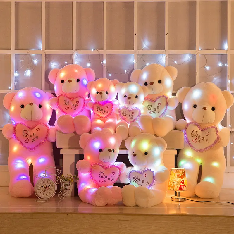 Noite macia Companheiro Brilho Boneca Urso De Pelúcia Brinquedo De Pelúcia Light Up Led Teddy Bear