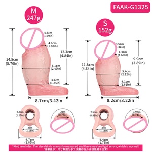 FAAK Silicone Realistic Fat Hollow <b>Dildo</b> Open-ended Large Penis Sleeve Size S M Cock Enlarger Delay Ejaculate Sex Toys for Men - Product Image 4