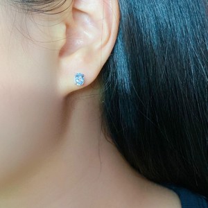 Boucles <span class=keywords><strong>d</strong></span>'oreilles clous ovales en argent sterling S925 avec zircon cubique bleu ciel, petites boucles <span class=keywords><strong>d</strong></span>'oreilles minimalistes couleur <span class=keywords><strong>aigue</strong></span>-<span class=keywords><strong>marine</strong></span> CZ pour femmes - Product Image 2