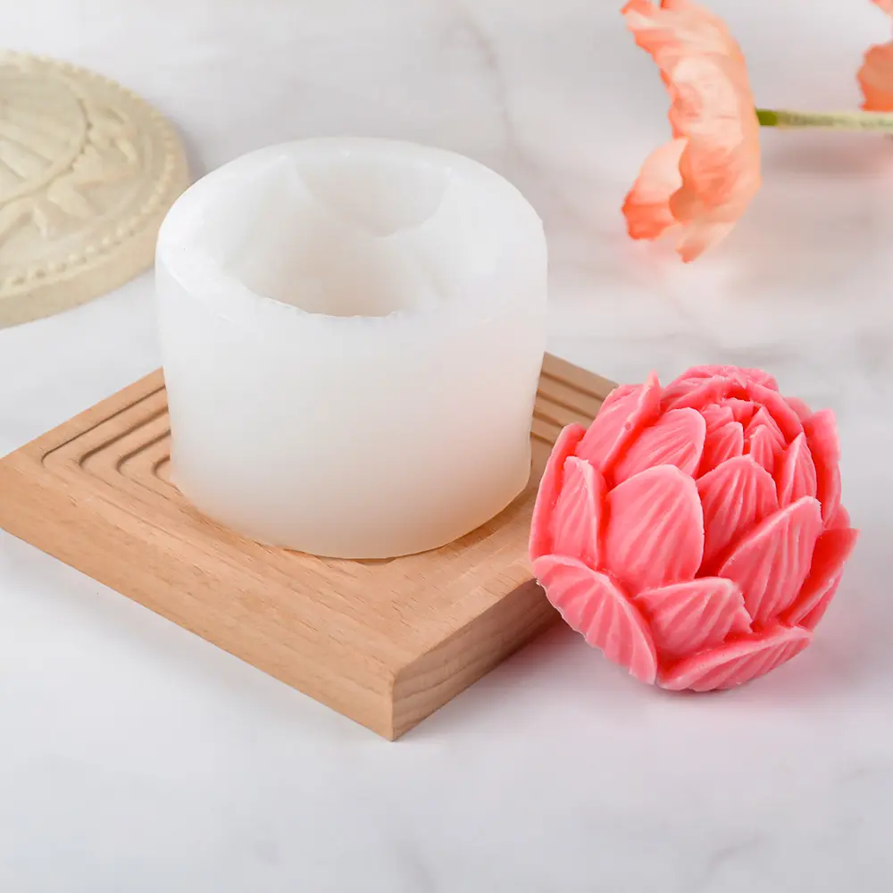 2023 Hot Deals 3D Lotus Shaped Silicone Mold DIY Silicone Candle Mold For Decoration