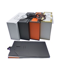 Boîtes pliables à fermeture magnétique pour chaussettes, garniture orange et noire, poignée en cuir, emballage cadeau pour vêtements, boutique de mode, vente en gros