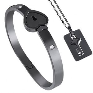 Regalo de San Valentín, Pulsera de Acero Inoxidable con Candado de Corazón, Collar con Llave, Juego para Parejas, Joyería de Zirconia para Mujer, Regalo de Boda - Product Image 6
