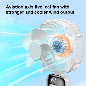 Mini ventilador de mano con pantalla digital, recargable por USB, motor sin escobillas, 12 horas de duración de la batería, Morning Glory Purple - Product Image 3