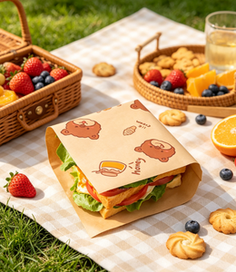 Sacs en papier kraft brun biodégradables écologiques avec design de luxe imprimé à l'écran pour les hamburgers, les sandwichs, les beignets et plus encore - Product Image 2