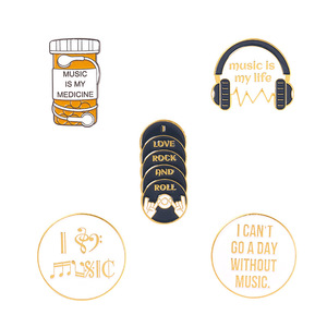 Broches en alliage pour e-commerce, badges créatifs en forme <span class=keywords><strong>de</strong></span> casque audio et <span class=keywords><strong>de</strong></span> ruban, peints à la four, pour vêtements et accessoires - Product Image 5