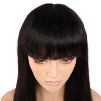 Perruque naturelle complète avec frange, cheveux non traités, bon marché, vente en gros