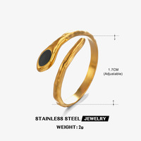 Cincin Berbentuk Ular Gaya Etnik Vintage Eropa dan Amerika, Hip-hop, Hitam, Motif Ular Simulasi, Bahan Stainless Steel