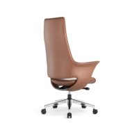 Chaise de bureau exécutive ergonomique moderne à dossier haut en cuir - Structure robuste, base en alliage d'aluminium, châssis multifonctionnel verrouillable