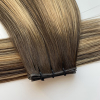 Haiyi Invisible Invisible Sew in Genius Weft Léger pour Cheveux Naturels Fins, Sans Nœuds, Sans Perte, Double Drawn # Couleur 1B