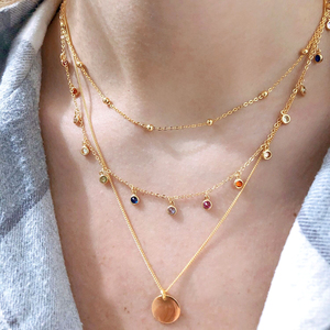 Collar con Colgante de Circonitas, Chapado en Oro, Joyería con Circonitas Multicolores, Collar Geométrico - Product Image 2