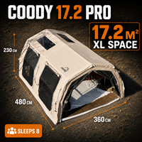 Tenda Coody 17.2 Familia Pro Air Warna Beige Harga Terbaik Tenda Kemah Mewah untuk 5-8 Orang Keluarga, Tenda Inflatable Berbahan Katun Model Tunnel