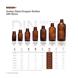 Flacon Compte-Gouttes Ambré en Verre de 5ml 10ml 15ml 20ml 30ml 50ml 100ml pour Huile Essentielle Cosmétique et Sérum - Product Image 3