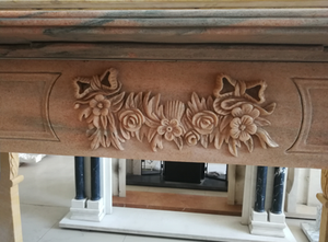 Cheminée en marbre personnalisée, moderne, sculptée à la main, en marbre Rosa Nuageux de luxe, avec manteau de cheminée et cadre de cheminée en marbre - Product Image 2