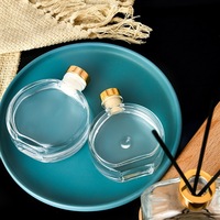 Diffuseur d'arômes en verre plat et rond, vase flottant pour fleurs, bouteille vide pour parfum d'intérieur, bouchon pour parfum d'ambiance