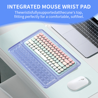 Tapis de Souris et Clavier Gaming Transparent en Silicone Anti-Rayures Résistant à l'Eau, Motif Anime Kawaii Cristal Bleu Simplicité